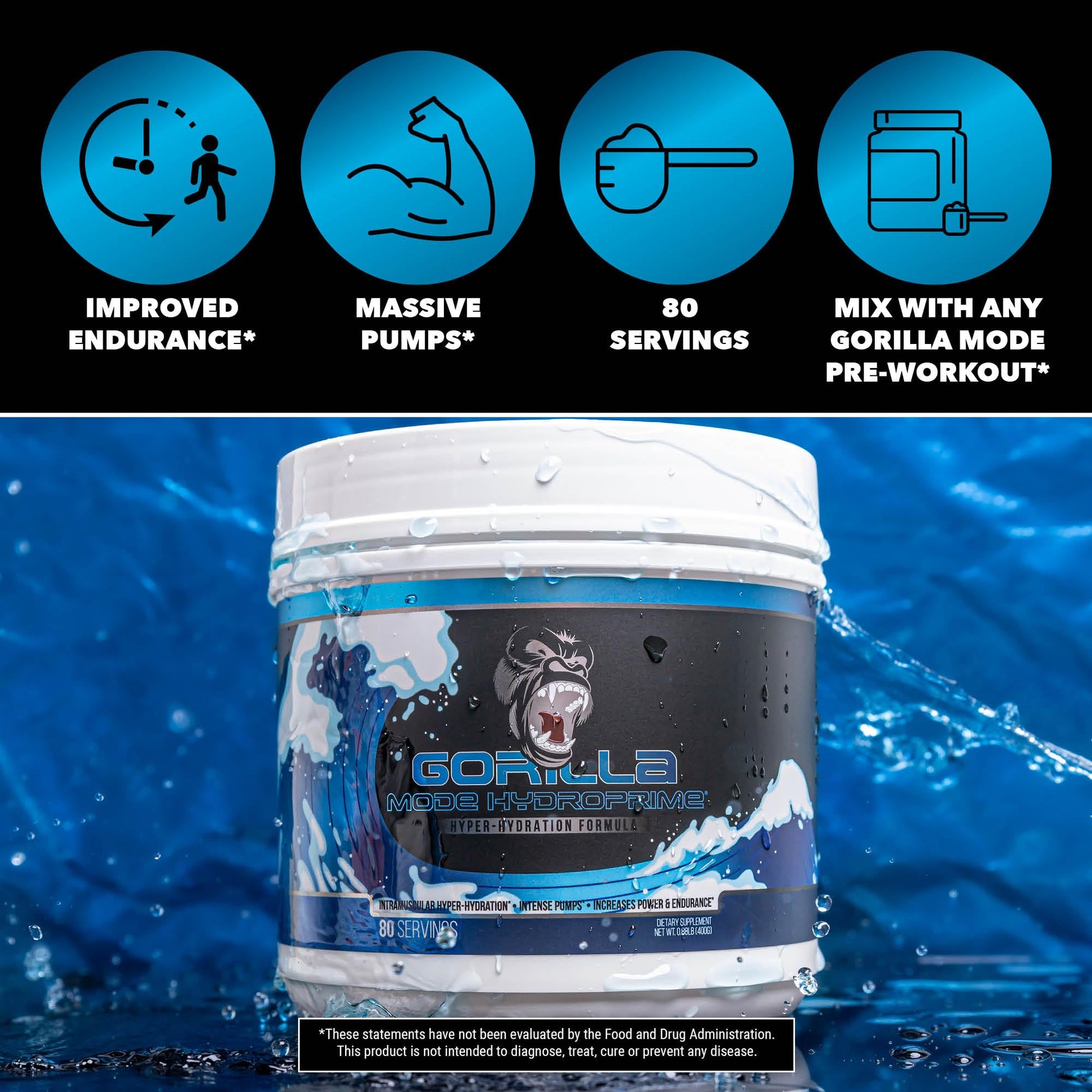 Gorilla Mind Hydroprime Glycerol Pre-Workout - Hydrating Pre-Workout Formula for Intense Gorilla MindBuy Supplements Australia