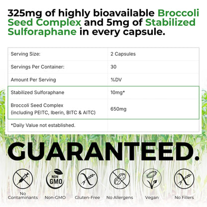 BrocElite Mara Labs Plus | Stabilized Broccoli Sulforaphane Supplement | Glyphosate Residue Free Certified – Third-Party Tested | 60 Vegan Capsules BrocEliteBuy Supplements Australia