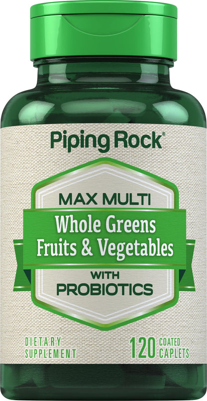 Piping Rock Fruits and Veggies Supplement | 120 Caplets | Fruit and Vegetable Blend with Probiotics | Max Multi Vitamin | Non-GMO, Gluten Free Piping RockBuy Supplements Australia