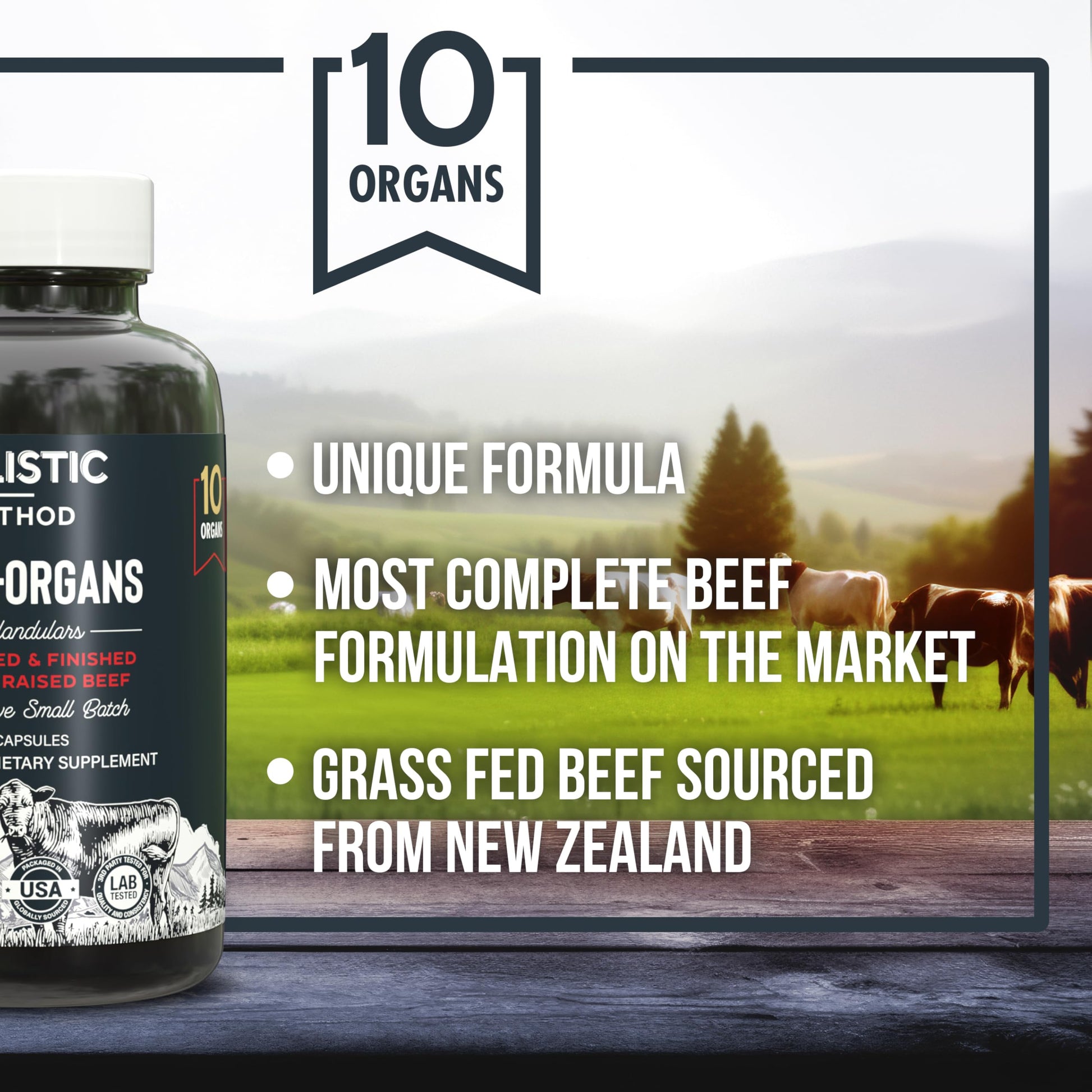 Beef Organ Supplement Complex - 10 Carnivore Grass Fed Proprietary Blend of Liver, Marrow, Brain, Thymus, Spleen, Kidney, Colostrum, Heart, Pancreas, Gallbladder - 180 Caps Carnivore MethodBuy Supplements Australia