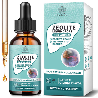 Zeolite Drops for Women,Adults and Kids- Clinoptilolite Zeolite Liquid Drops with Vitamin B12 & D3 - Heavy Metal Support, Immune Health, Natural Metabolism, Energy & Clear Skin - 30 Day Vegan Supply HerbanceBuy Supplements Australia
