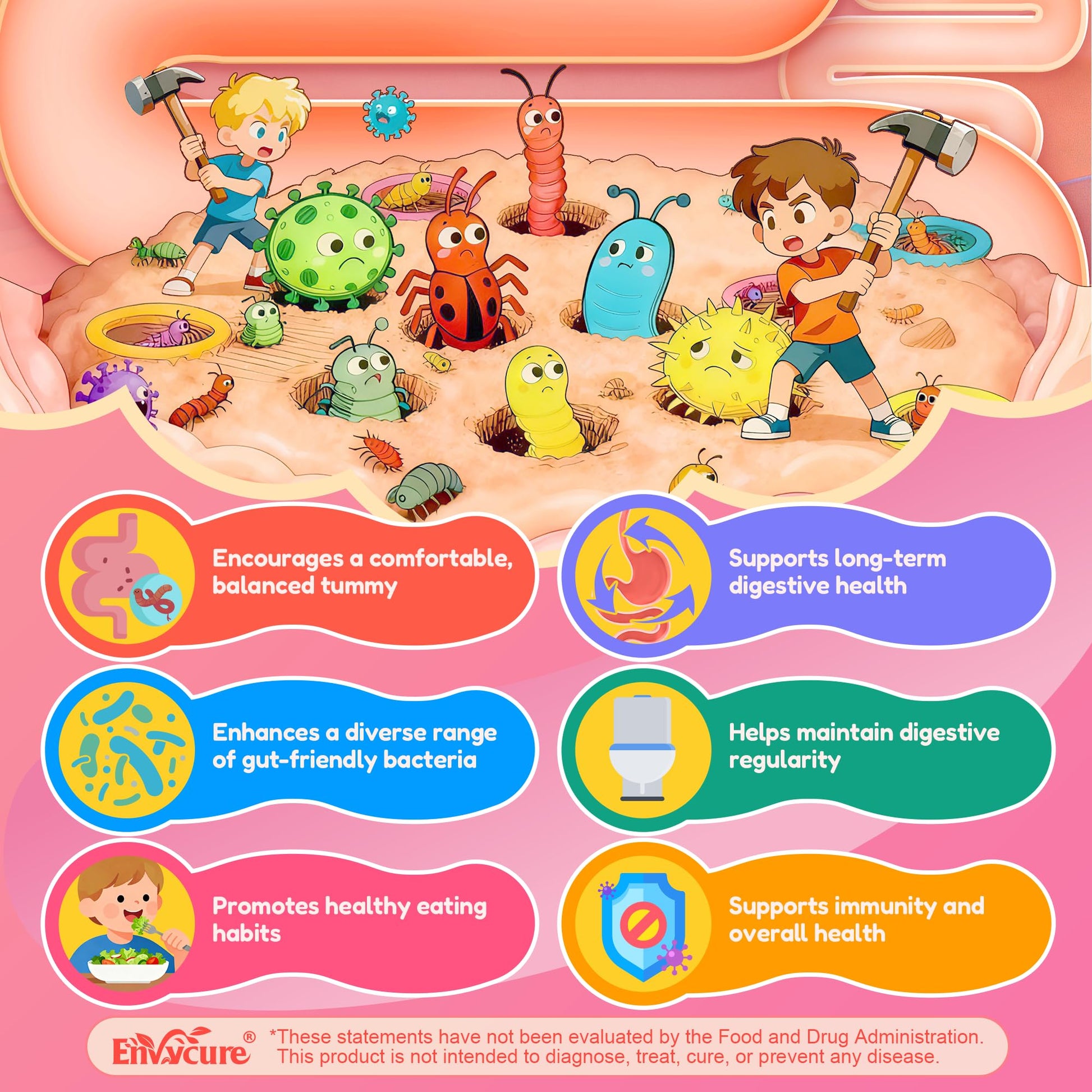Toddler 2-4 & Kids 4+ Para Clean Gut Health Gummies w/Black Walnut, Wormwood, Clove, Pumpkin Seeds, Vitamin C, D3, Zinc, Digestive Supplement for Natural Gut Cleanse, Kids Immune Support (60cts) EnvyCureBuy Supplements Australia