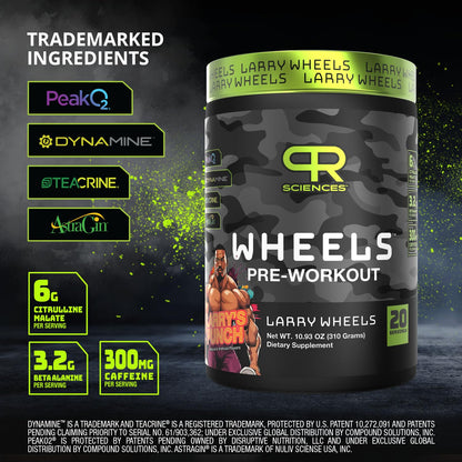 Larry Wheels' PR Preworkout - Enhance Performance with 6g Citrulline, 3.2g Beta Alanine, 300mg Caffeine - Powerful Pre-Workout Supplement for Men & Women - 20 Servings, Larry's Punch Flavor
