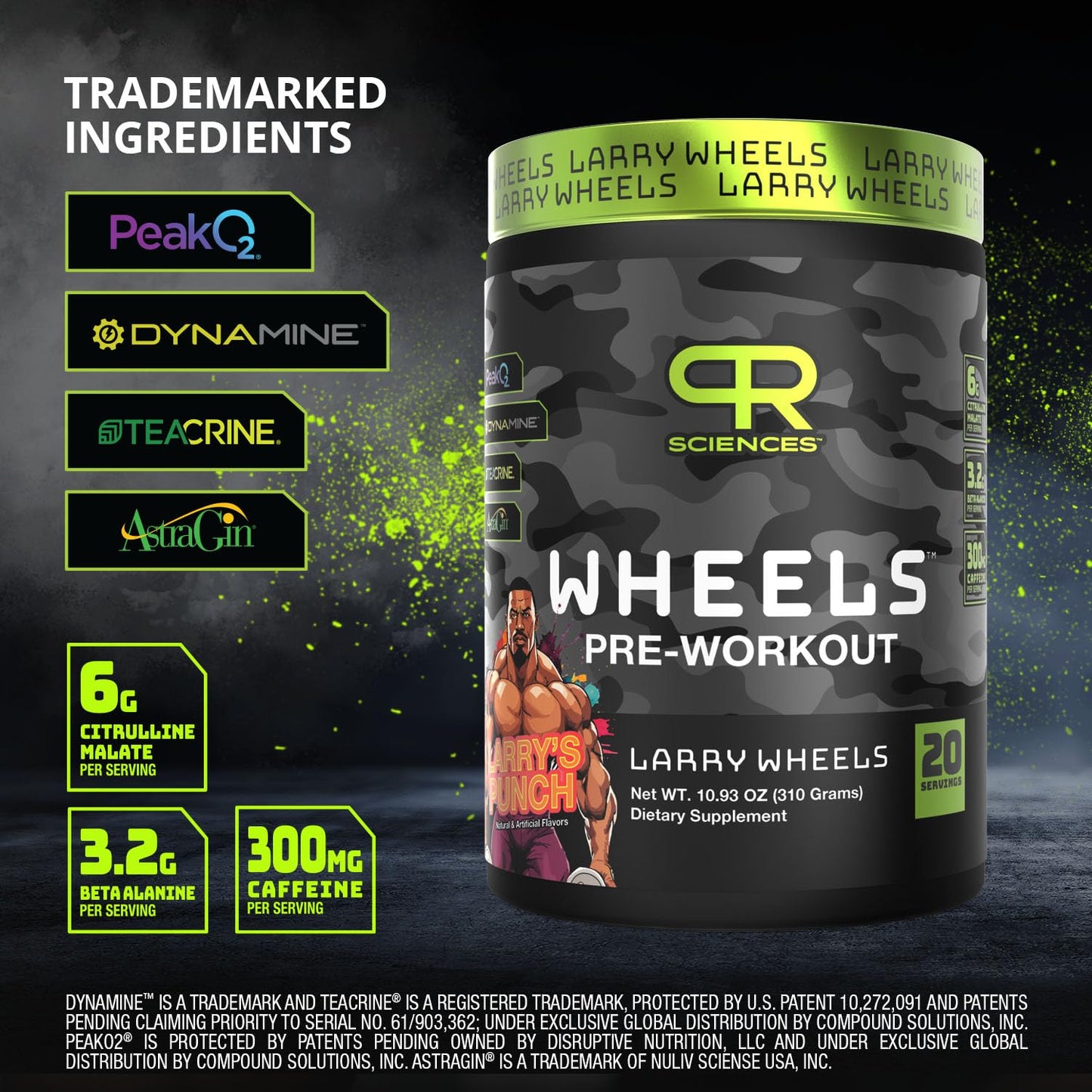 Larry Wheels' Pre Workout - Energy Drink Powder - Pre Workout Powder for Men & Women - Energy Supplement with Electrolytes, Vitamin & Caffeine - Pre workout Energy Drink, Sour Candy - 20 Servings