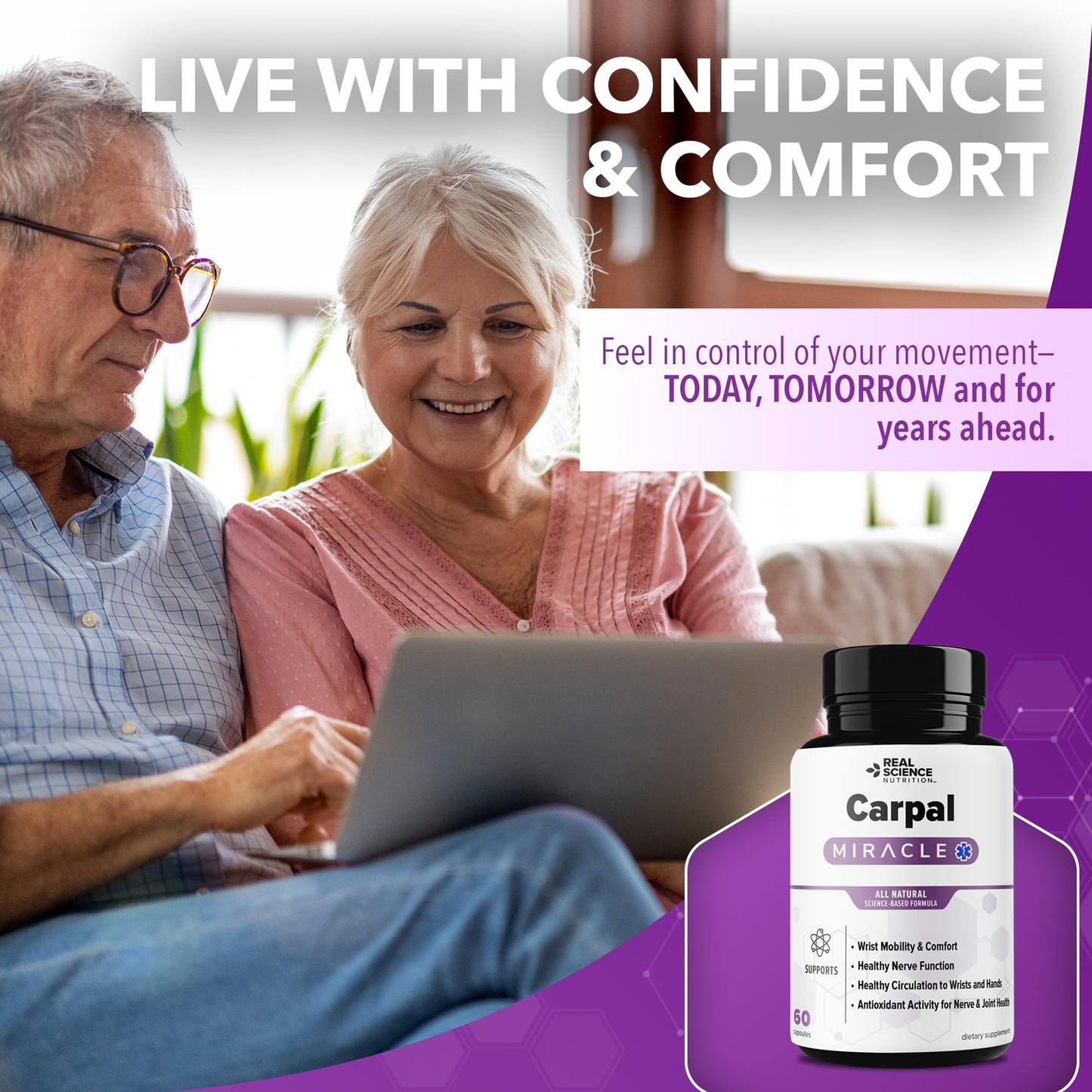 Real Science Carpal Miracle – All Natural Carpal Tunnel Relief & Wrist Support Supplement with Vitamins B6, B12, C, D, K + GABA – Hand & Nerve Comfort – Made in USA, 60 Caps Real Science NutritionBuy Supplements Australia