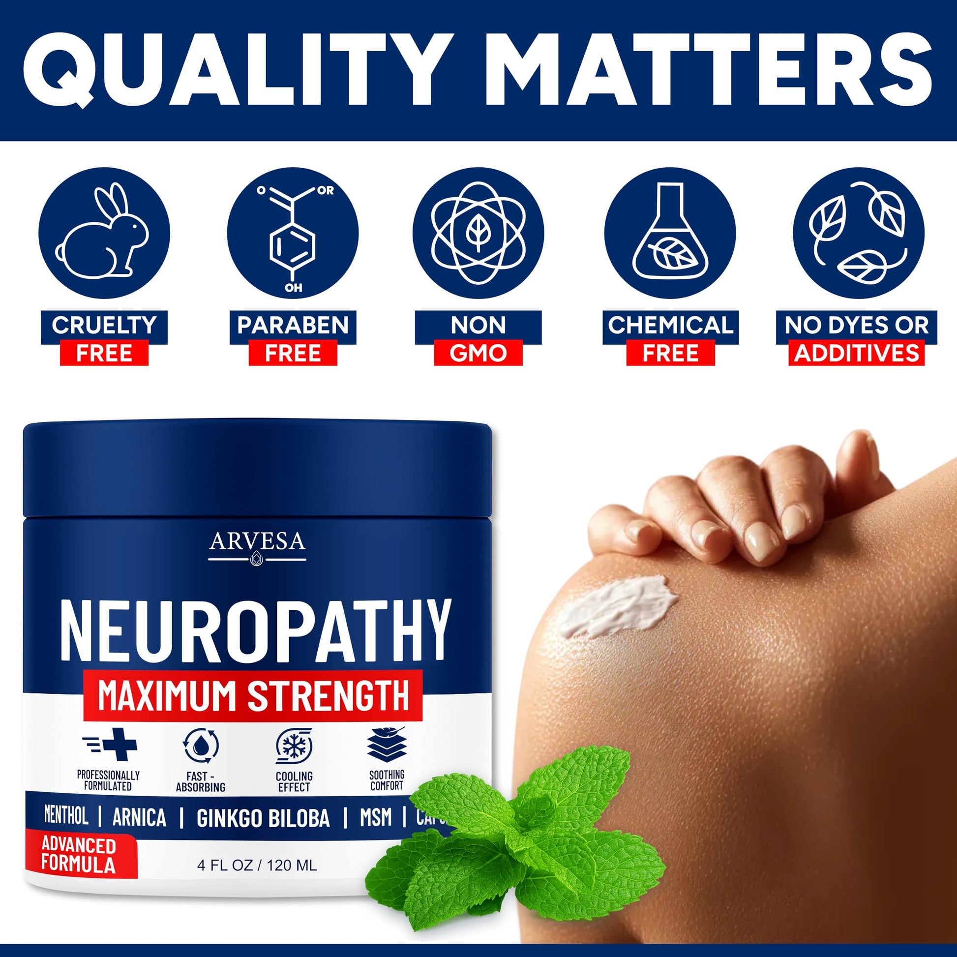 Neuropathy Cream - Maximum Strength - Arnica, MSM, Hemp Seed Oil, Ginkgo Biloba, Capsaicin - Non-Greasy with Cooling Effect - Value Pack - Natural Ingredients - Formulated in USA ArvesaBuy Supplements Australia