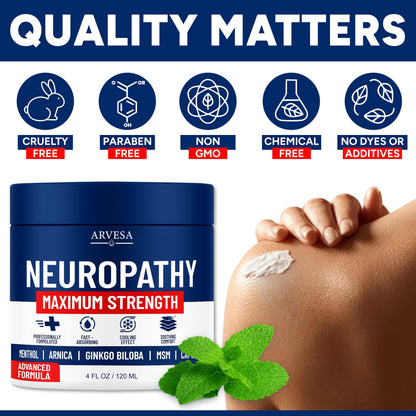 Neuropathy Cream - Maximum Strength - Arnica, MSM, Hemp Seed Oil, Ginkgo Biloba, Capsaicin - Non-Greasy with Cooling Effect - Value Pack - Natural Ingredients - Formulated in USA ArvesaBuy Supplements Australia
