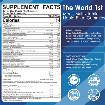Mens Multivitamins Gummies, Methylated Multivitamin for Men, B Complex, Minerals, Vegan Omega 3, Probiotic, Enzyme LILICAREBuy Supplements Australia