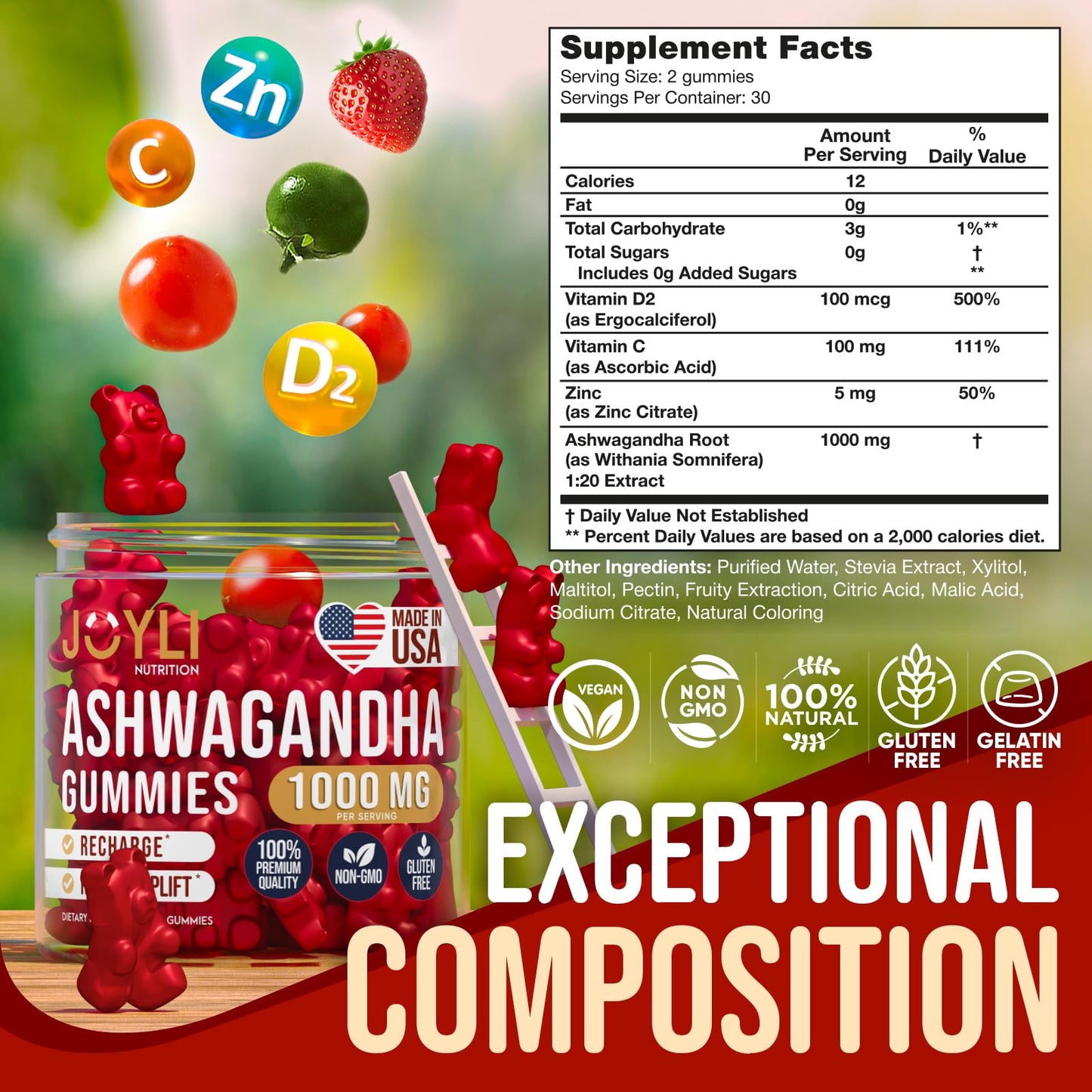 Ashwagandha Gummies for Women & Men - Natural Calm Gummies with Ashwagandha JOYLI NutritionBuy Supplements Australia