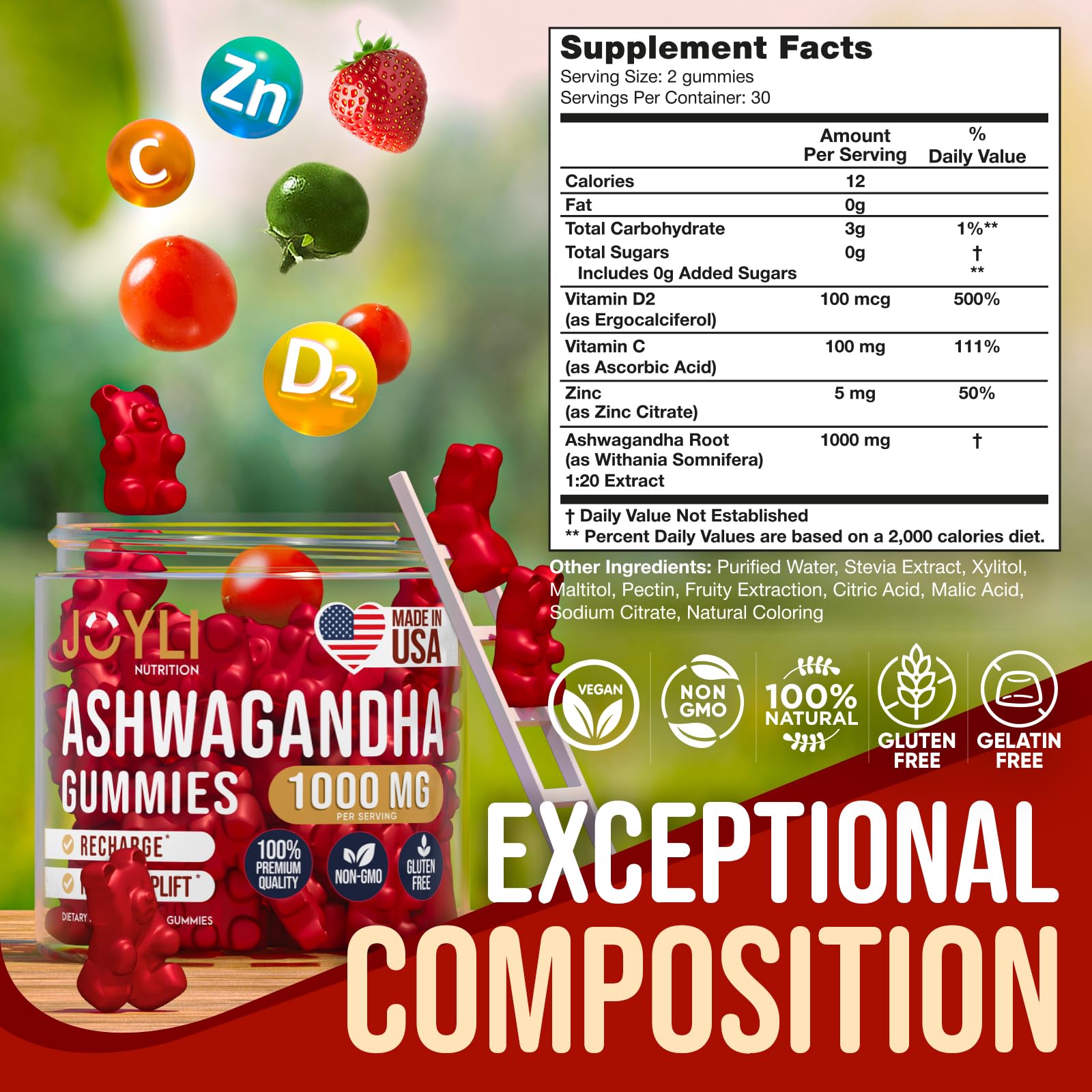 Ashwagandha Gummies for Women & Men - Natural Calm Gummies with Ashwagandha JOYLI NutritionBuy Supplements Australia