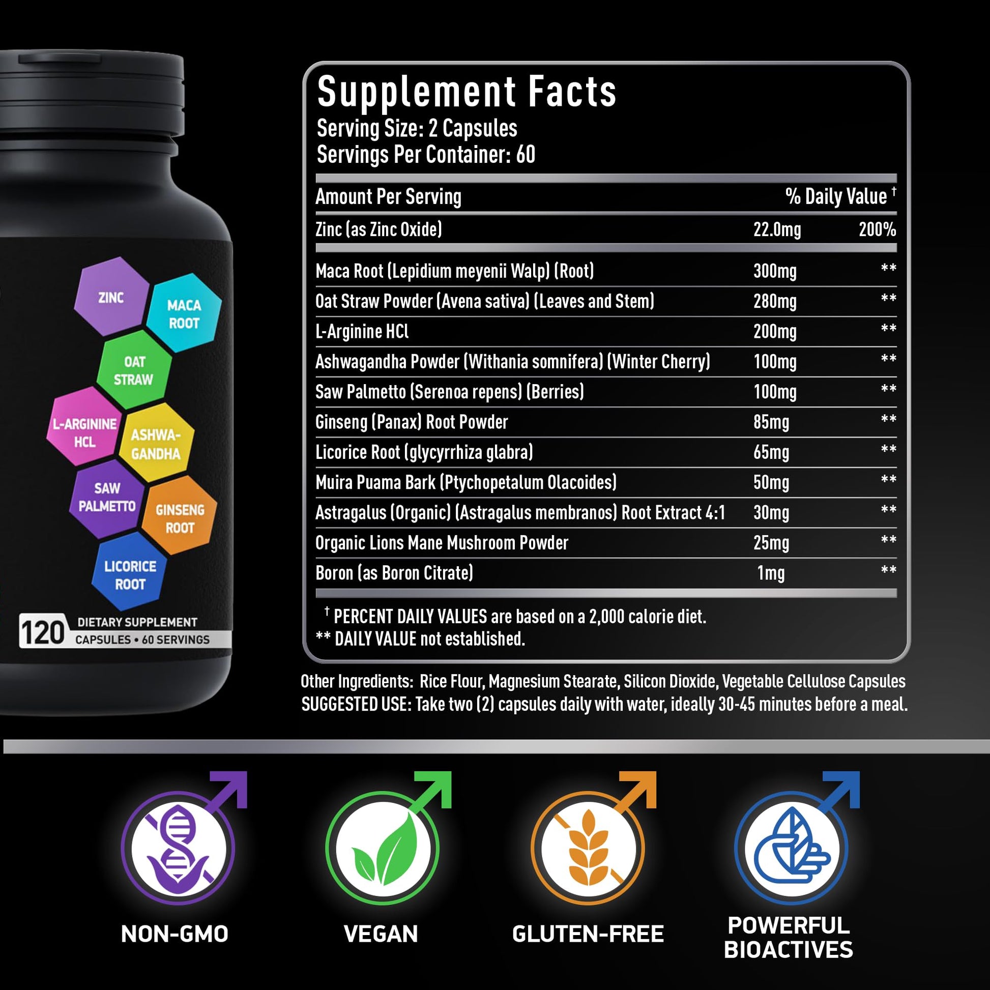 Fertility Supplements for Men - Zinc, Maca, Ashwagandha, L-Arginine - Male Vitality Conception for Him - Count and Motility Pregnancy Aid - Vitamins and Male Fertility Support Supplement - 120 Pills BIOACTIVE LABSBuy Supplements Australia