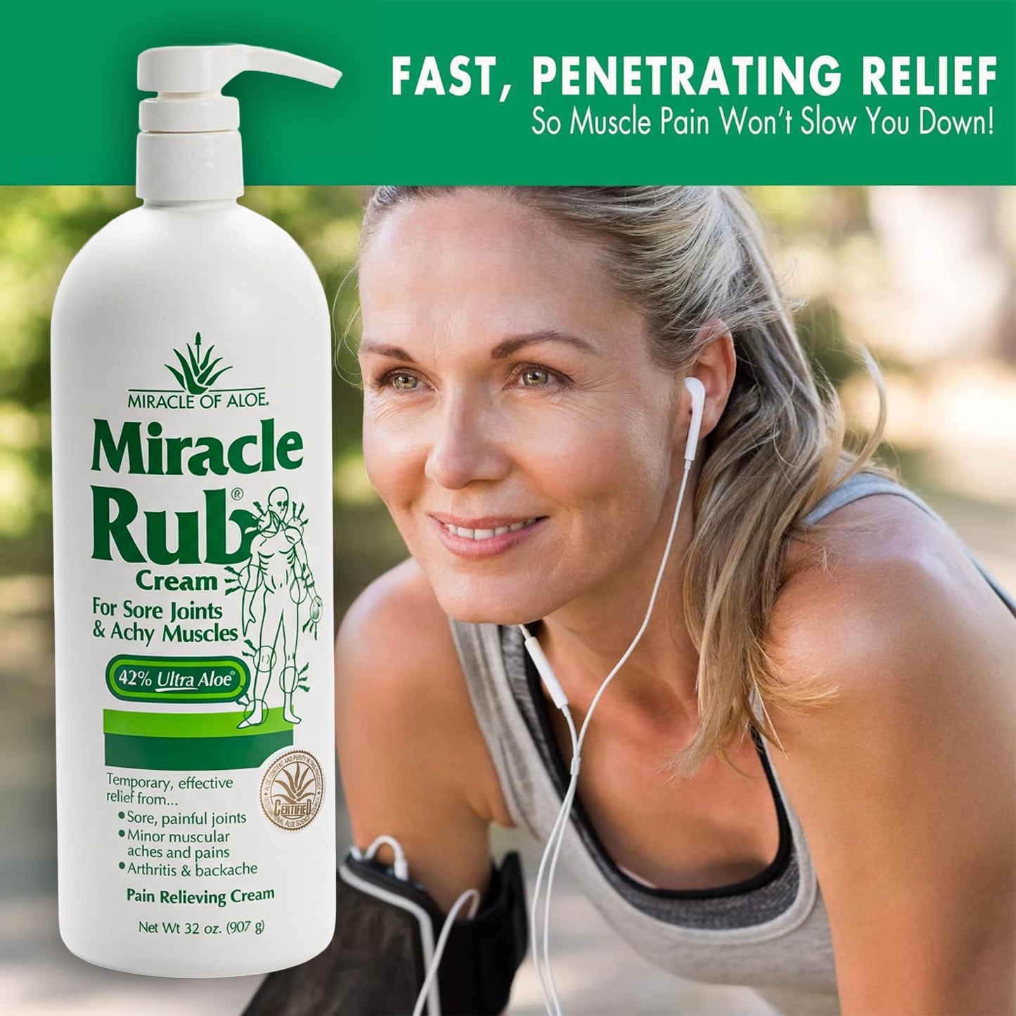 Miracle of Aloe Miracle Rub Pain Relieving Cream 32 oz, Fast & Effective Relief for Arthritis, Muscle, and Joint Pain - Maximum Strength UltraAloe Formula, Topical Analgesic Miracle of AloeBuy Supplements Australia