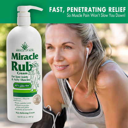 Miracle of Aloe Miracle Rub Pain Relieving Cream 32 oz, Fast & Effective Relief for Arthritis, Muscle, and Joint Pain - Maximum Strength UltraAloe Formula, Topical Analgesic Miracle of AloeBuy Supplements Australia