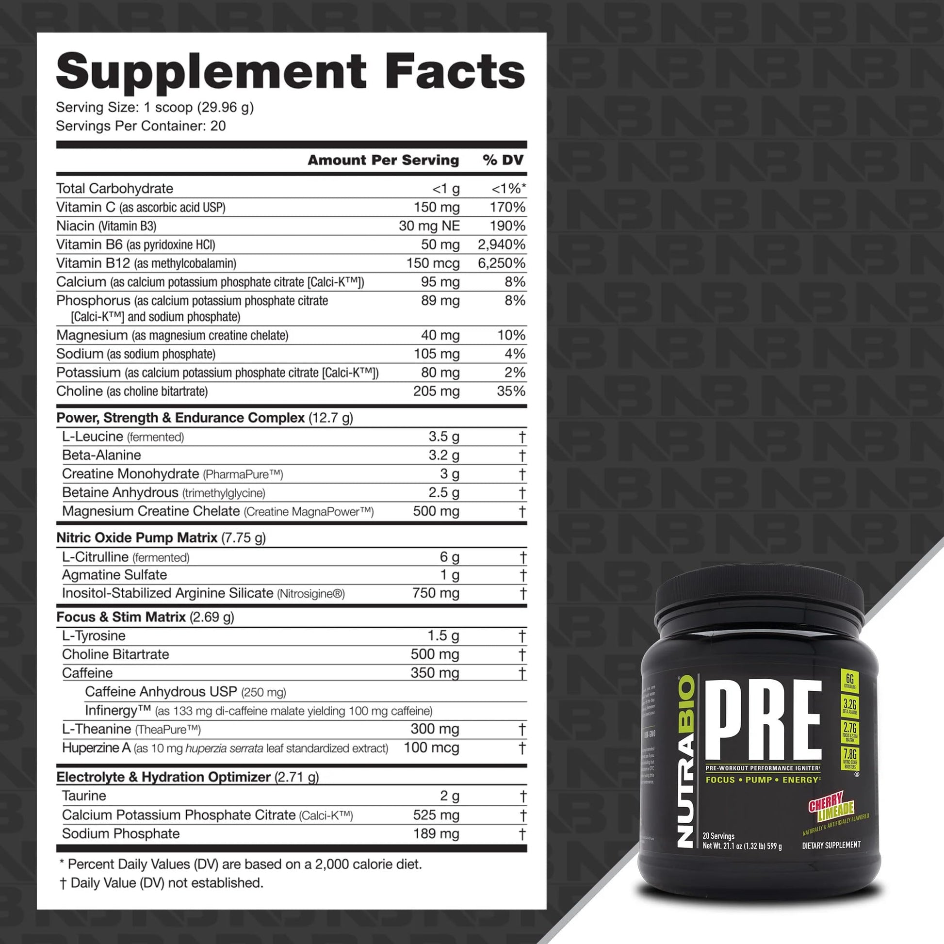 NutraBio PRE Workout V5 - (Cherry Limeade)