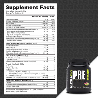 NutraBio PRE Workout V5 - (Cherry Limeade)