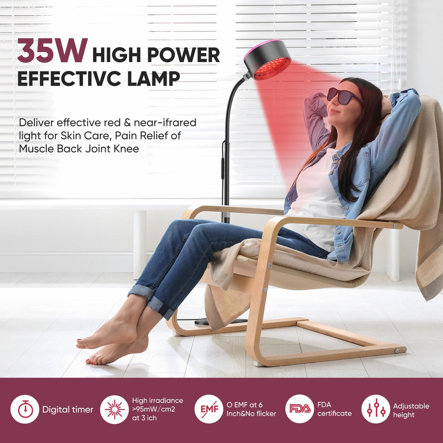 Caromolly Red Light Device Lamp, 660nm Red Light and 850nm Near-Infrared Light Combo CaromollyBuy Supplements Australia