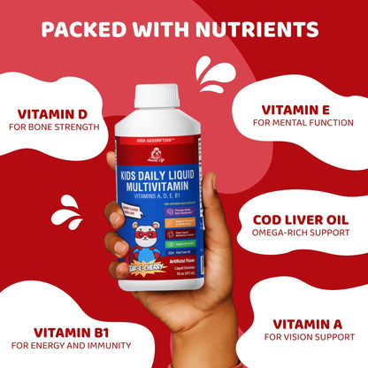 Amore Life Daily Liquid Multivitamin for Kids, High Absorption with Liquid Vitamin A, D, E, B1 and Cod Liver Oil for Kids Amore Life