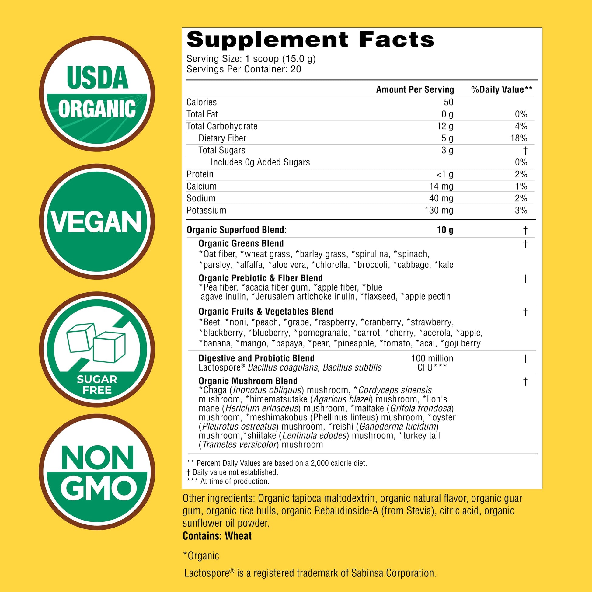 Country Farms Super Greens Apple Banana Powder Smoothie, Organic Super Foods, USDA Organic Drink Mix, Fruits, Vegetables, Mushrooms, Superfood Nutrition, 40 Servings, 2 Pack Country FarmsBuy Supplements Australia