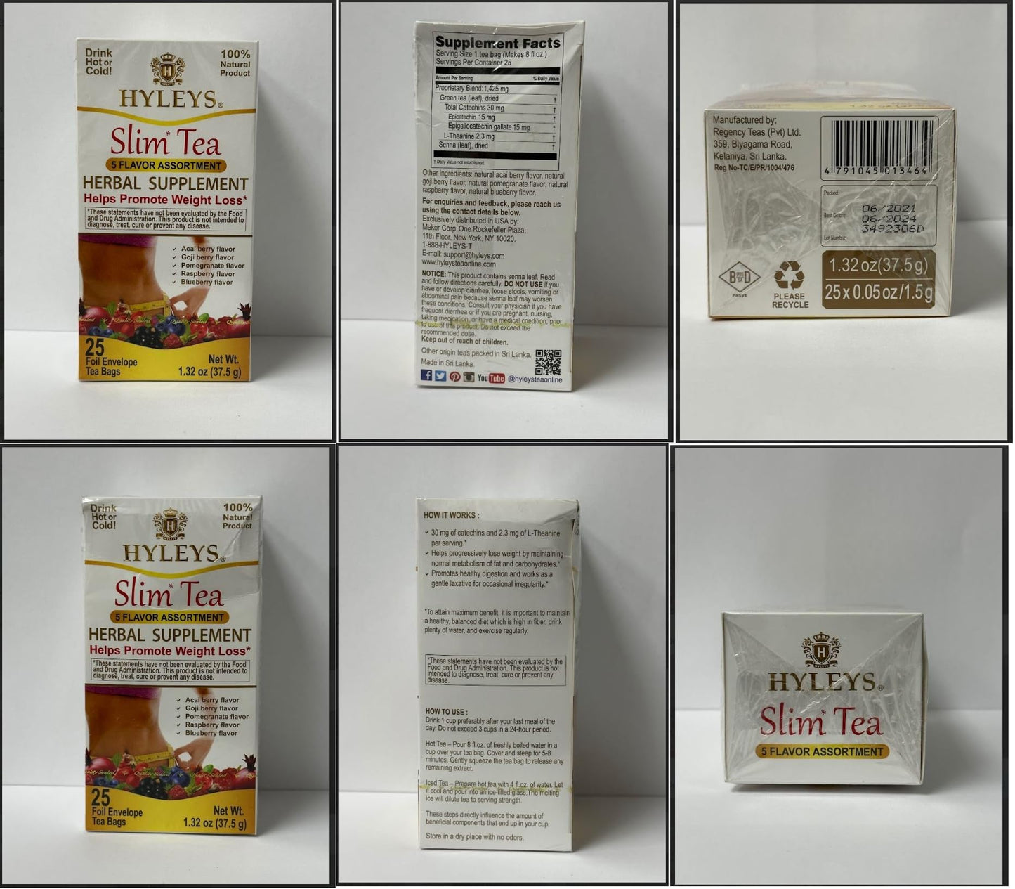 Hyleys Slim Tea 5 Flavor Assortment - Weight Loss Herbal Supplement Cleanse Hyleys TeaBuy Supplements Australia