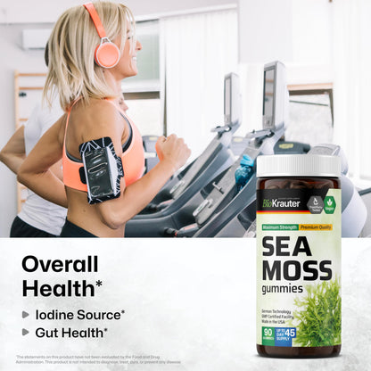 BIO KRAUTER® 3-in-1 Sea Moss for Thyroid Support - Vegan Sea Moss Gummies with Bladderwrack & Burdock Root for Women & Men - 90 Gummies Chondrus Crispus Formula, 45 Days of Supply, Mango Flavor BIO KRAUTERBuy Supplements Australia
