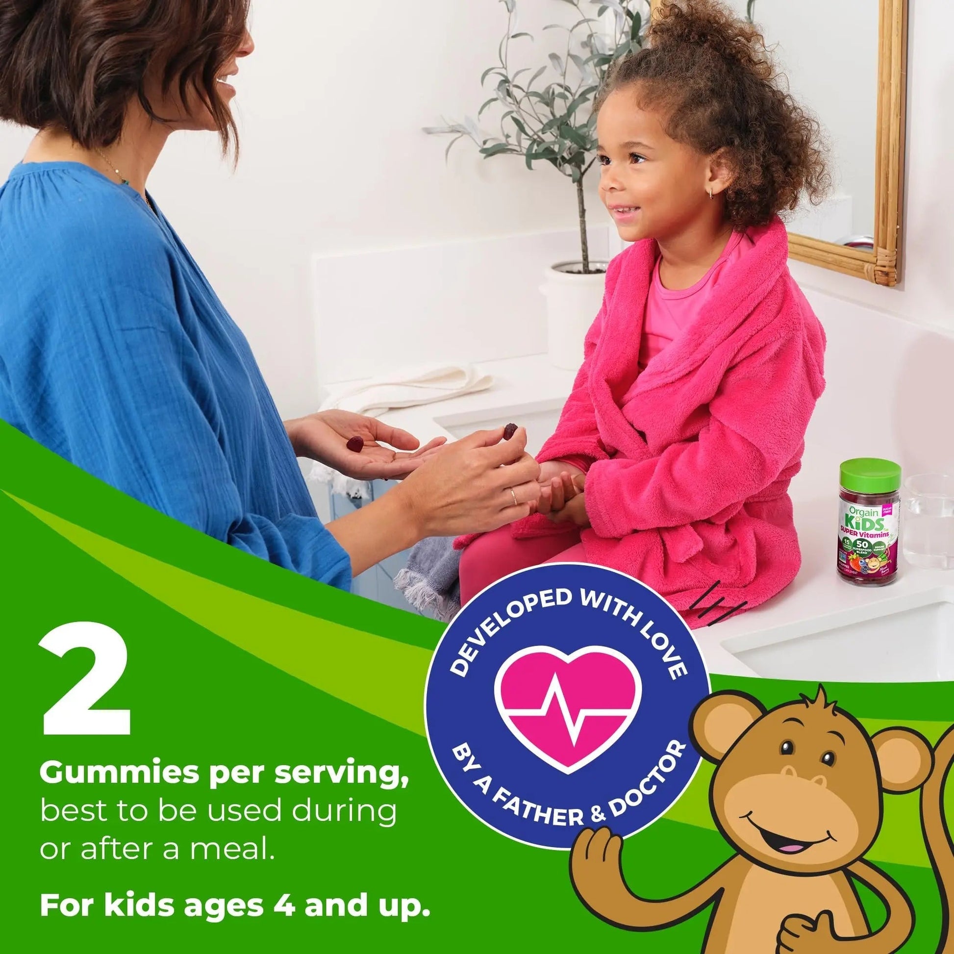 Orgain Kids Sugar Free Multivitamin Gummies, Vegan & Plant Based, 50 Superfoods, 15 Vitamins and Minerals, Immune Support and 3g of Fiber OrgainBuy Supplements Australia