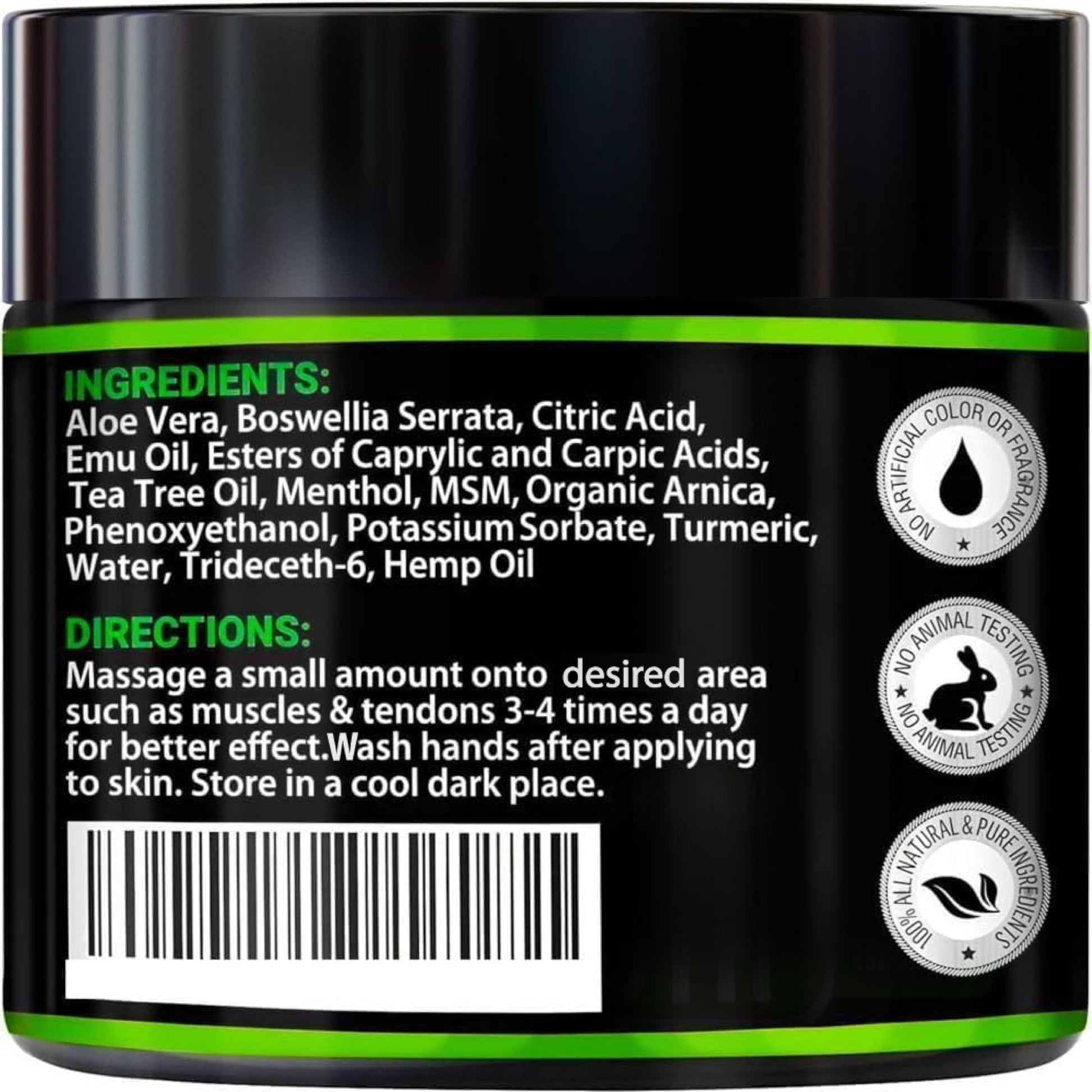 Hemp Cream Maximum Strength with Glucosamine, Arnica, Turmeric, MSM - Natural Hemp Oil Gel Rub - Fast Absorption, Non-Greasy - Advanced Formula - Formulated in USA - 4 FL OZ ArvesaBuy Supplements Australia