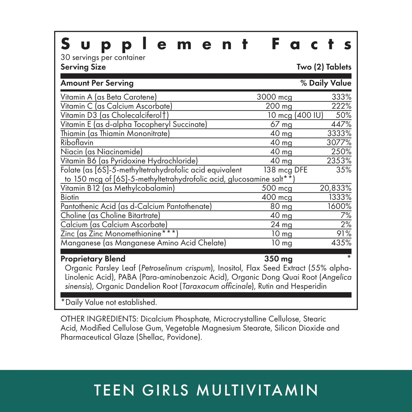 Michael's Health Naturopathic Programs Teen Girls Multivitamin - 60 Vegetarian Tablets - with B Complex Vitamins & Female Herbal Blend MICHAEL'S