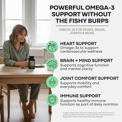 Wild Foods Omega 3 Fish Oil Supplement, 120 Capsules (1 pk) | Wild Caught, Burpless, Odorless, Non-GMO, Gluten Free | DPA, DHA, EPA Triple Strength Heart & Joint Nutrition for Women & Men Wild FoodsBuy Supplements Australia