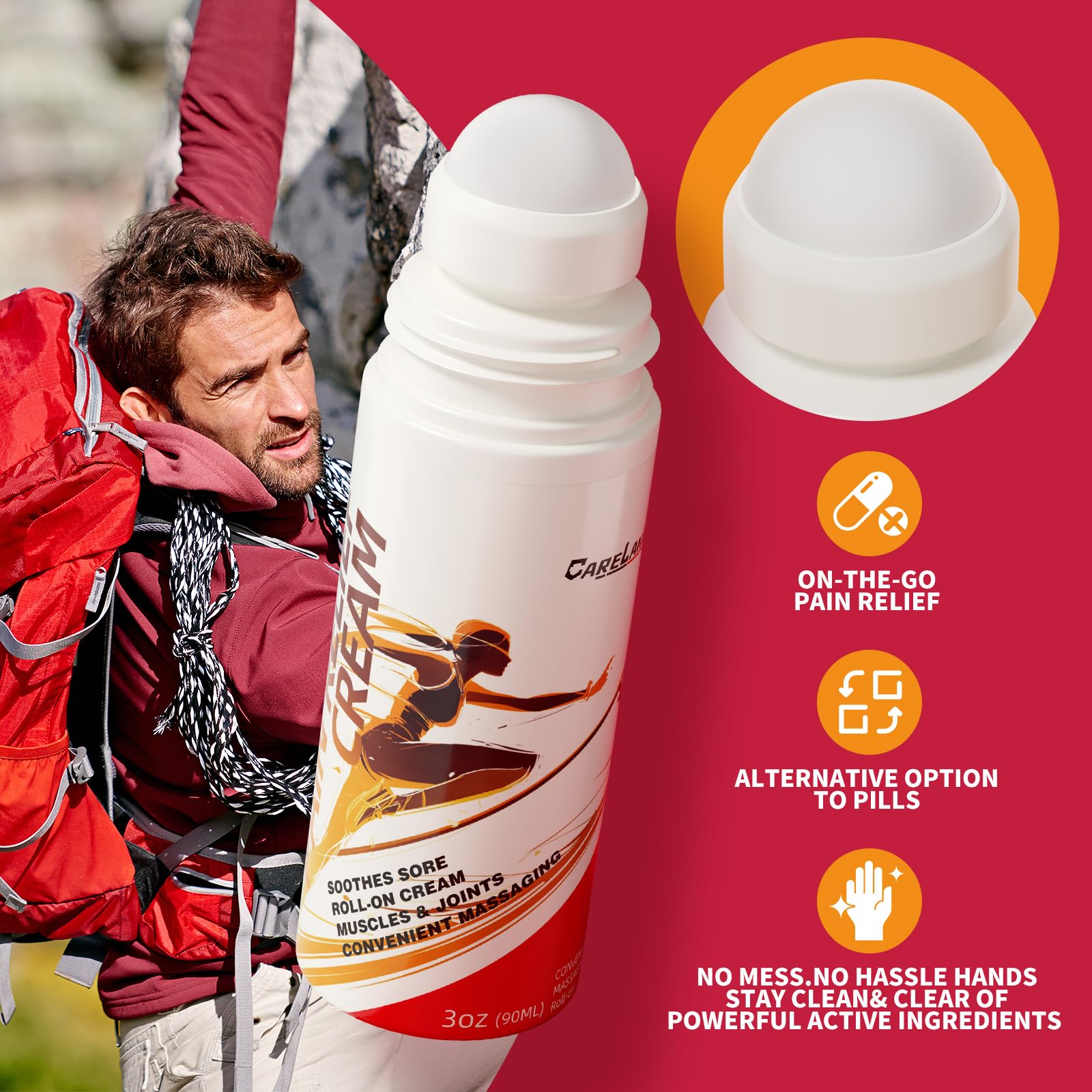 CARELAND Pain Relief Roll On Cream 2 Pack Capsaicin Roll On with Menthol & Methyl Salicylate Formula, 3oz, Cooling Joint Pain Relief for Knee, Lower Back, Neck & Sore Muscles, Arthritis Pain Reliever CARELANDBuy Supplements Australia