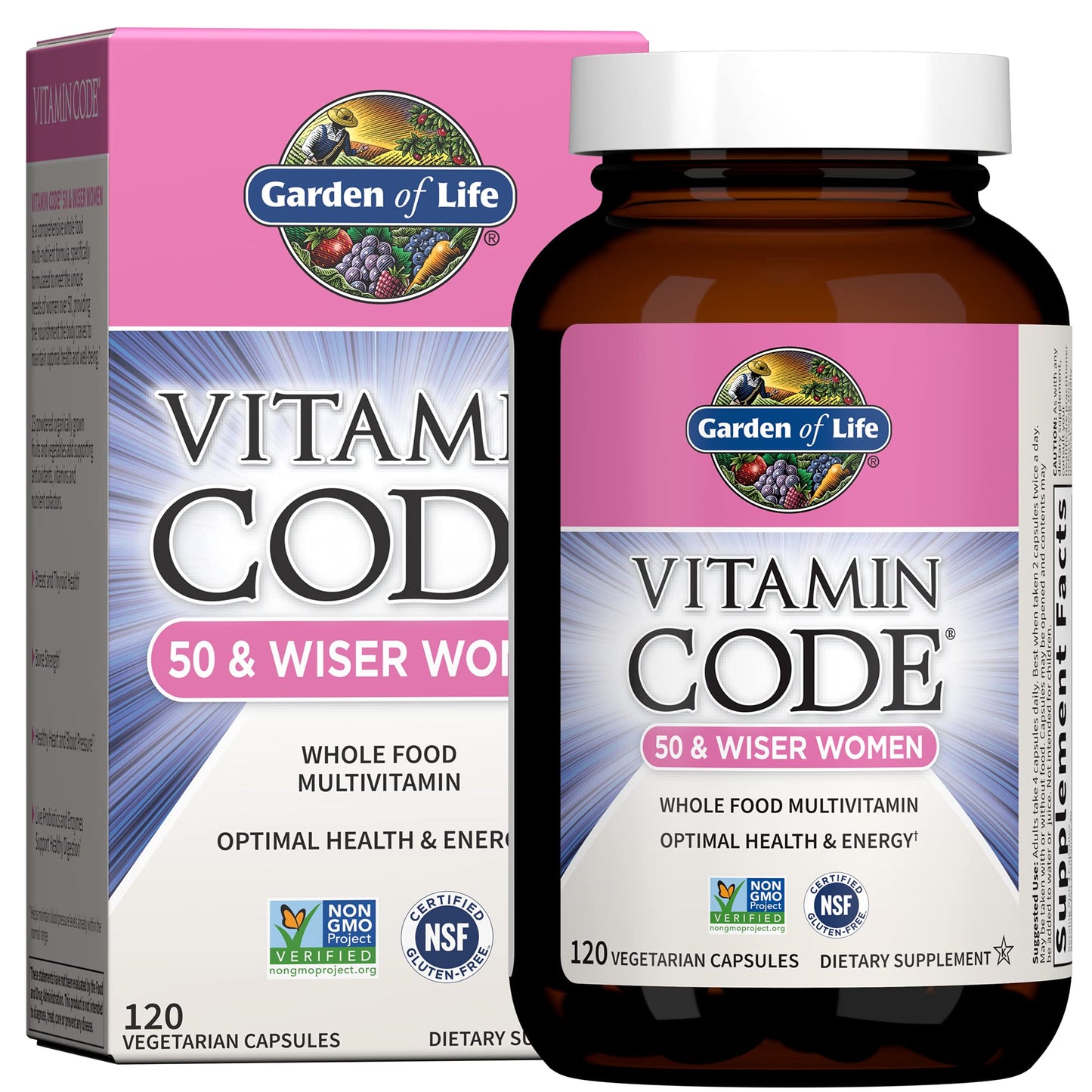 Garden of Life Vitamin Code Multivitamin for Women 50 & Over, B Vitamins, A, C, D3, E & K, CoQ10, Probiotics & Enzymes, for Women 50 Plus, 120 Capsules Garden of LifeBuy Supplements Australia