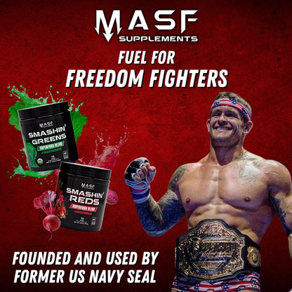 MASF Smashin' Reds Organic Superfood Supplements - 15 Servings - NSF Sport, Super Reds for Digestive Health, Energy, Endurance, Beet Root, Maca, Turmeric, Ginger, Acai, Nitric Oxide Production MASFBuy Supplements Australia