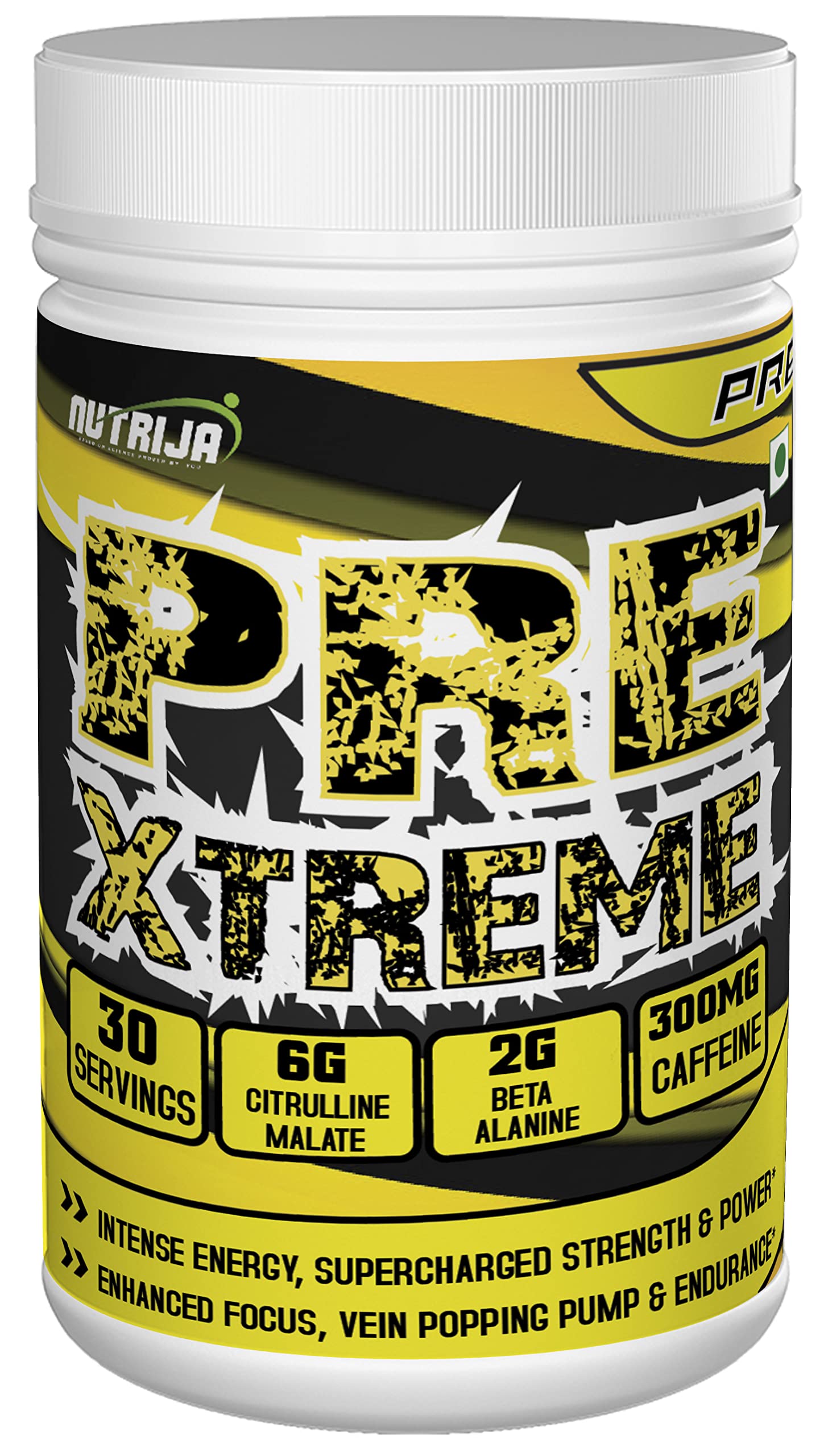 NutriJa Pre Xtreme - Pre Workout Supplement - 30 Servings (Tangy Orange)