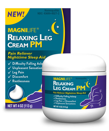 MagniLife Relaxing Leg Cream PM, 4 Oz, Homeopathic Nighttime Pain Reliever & Sleep Aid with Lavender & Magnesium, Non-Greasy Deep Penetrating Cream for Restless Legs & Discomfort MagniLifeBuy Supplements Australia