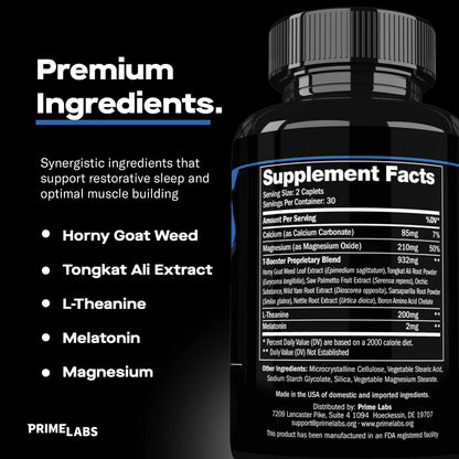 Prime Labs Night Duty - Nighttime Testosterone Booster & Sleep Support - PM Rest & Muscle Recovery Supplements - 60 Count Prime LabsBuy Supplements Australia