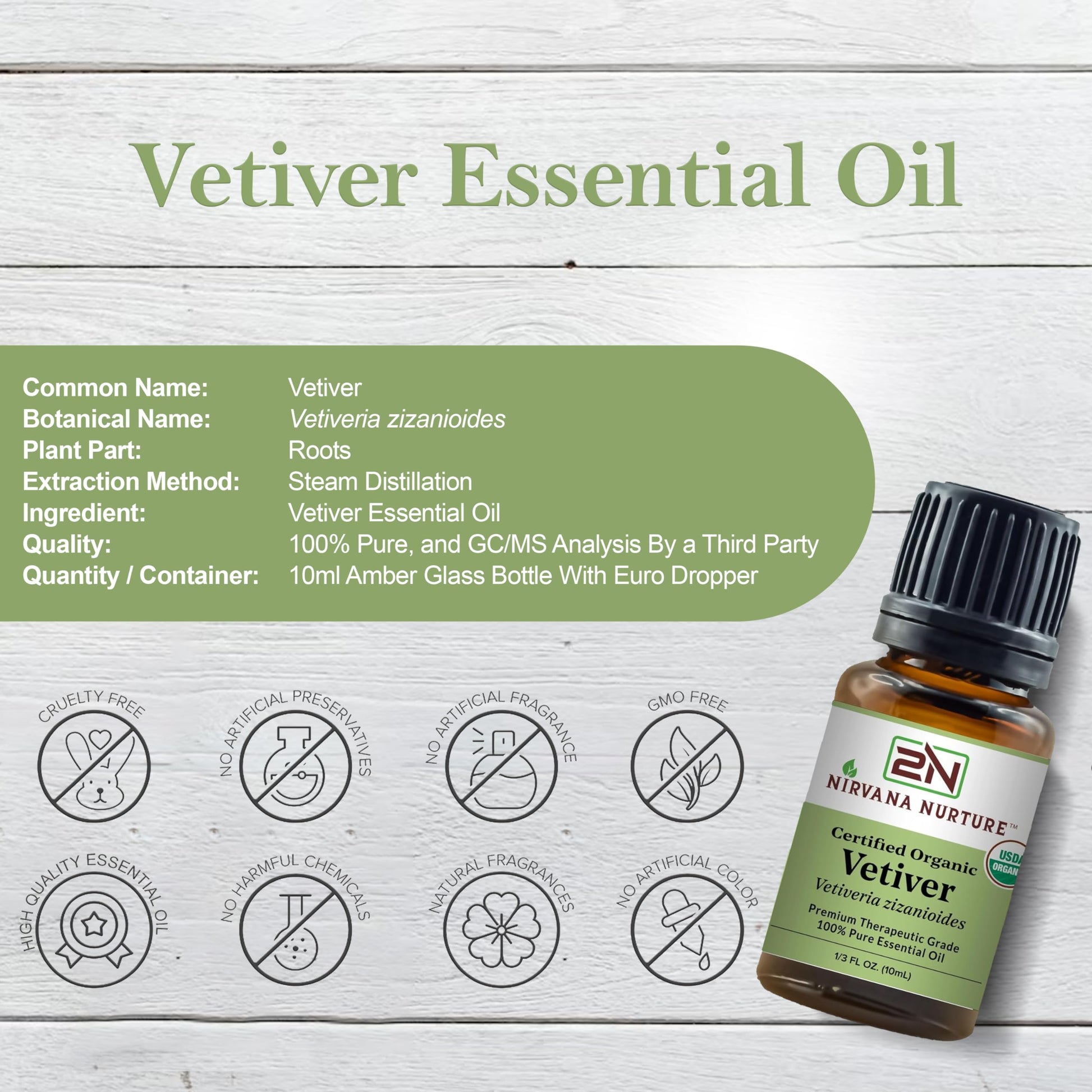 Nirvana Nurture Vetiver Essential Oil USDA Certified Organic 100% Pure Premium Therapeutic Grade Nirvana NurtureBuy Supplements Australia