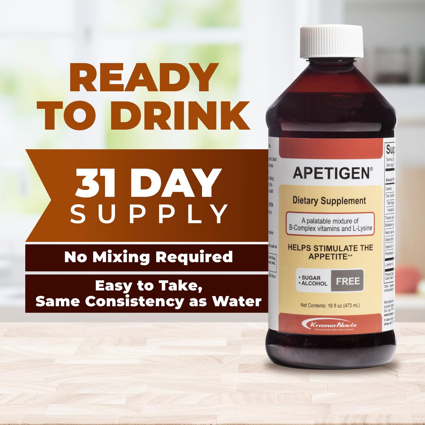 Apetigen Appetite Stimulant for Kids & Adults – Vitamin B-Complex with L-Lysine Liquid – Sugar Free Weight Gain Supplement for Picky Eaters – Caramel Flavor, 16oz ApetigenBuy Supplements Australia