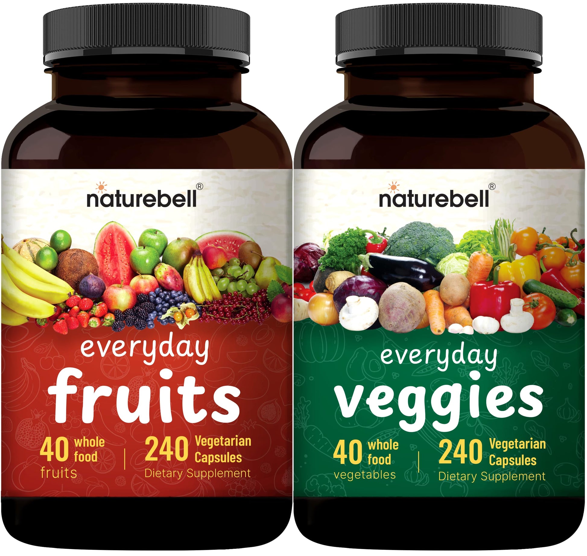 Fruit and Veggies Supplement – 480 Total Vegetarian Capsules | Balance of Natural 40 Whole Fruits & Veggies Blend | Fresh Superfood Formula with Vitamins and Minerals – Non-GMO NatureBellBuy Supplements Australia