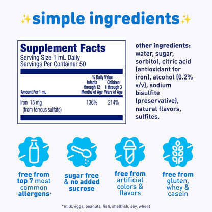Enfamil Poly-Vi-Sol and Fer-in-Sol Iron Liquid Drop Multivitamin Supplements for Infants and Toddlers, 2x50 mL Dropper Bottle Enfamil Prenatals & Baby VitaminsBuy Supplements Australia