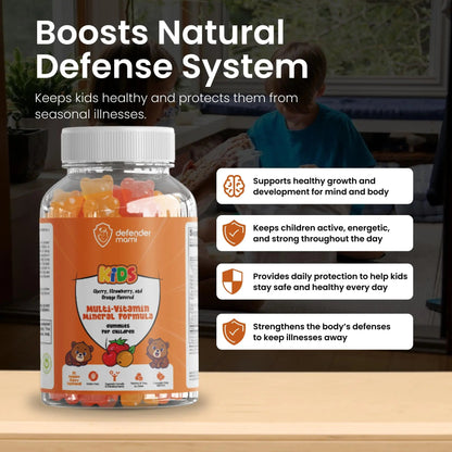 Defender Mami Kids Vitamin Gummies – Multivitamin & Mineral Formula, Non‑GMO · Gluten‑Free, 90 Count Chewables for Daily Immune Defender Mami