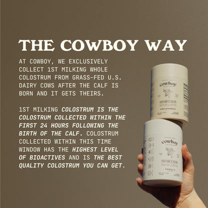 COWBOY COLOSTRUM Powder Travel Packs - Bovine Colostrum Powder - First Day Milking Whole Colostrum - Grass Fed Colostrum Supplement for Gut Health, Immunity, Skin & Hair (Unflavored, 30 Servings) COWBOY COLOSTRUMBuy Supplements Australia