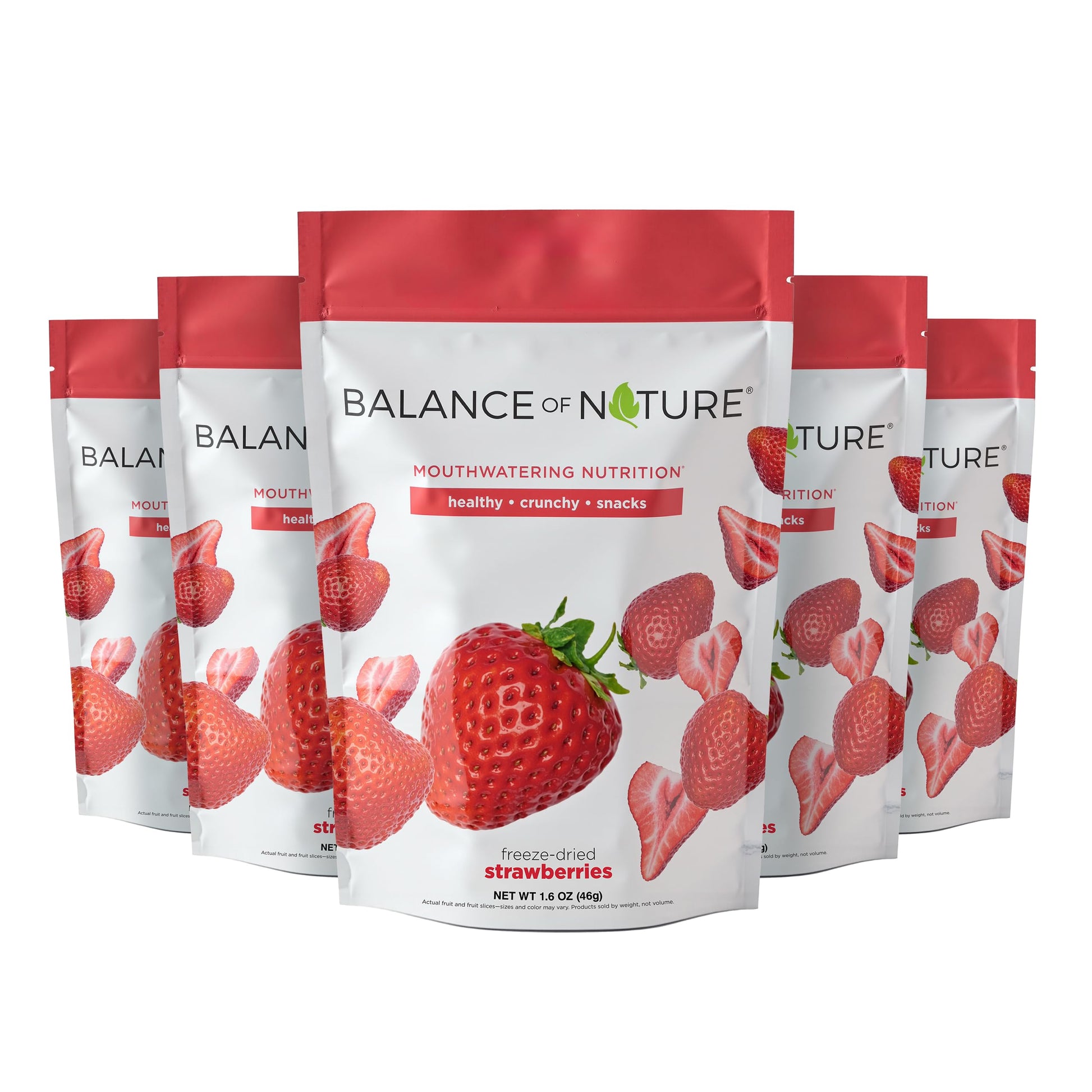 Balance of Nature Freeze-Dried Strawberries (5 Pack) – 100% Real Fruit, Crunchy Strawberry Slices, Healthy Snack, Mouthwatering Nutrition, Gluten-Free, Vegan, No Sugar Added, Five 1.6 oz Bags Balance of NatureBuy Supplements Australia