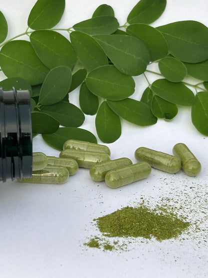 Jamaican Moringa Capsules – 100% Natural Ingredients – Made from Dried Moringa Leaves, Pods & Seeds – 90 Capsules, 500mg – with Turmeric & Ginger – Herbal Supplement, Nutrient-Rich – Easy to Swallow King's JamaicanBuy Supplements Australia