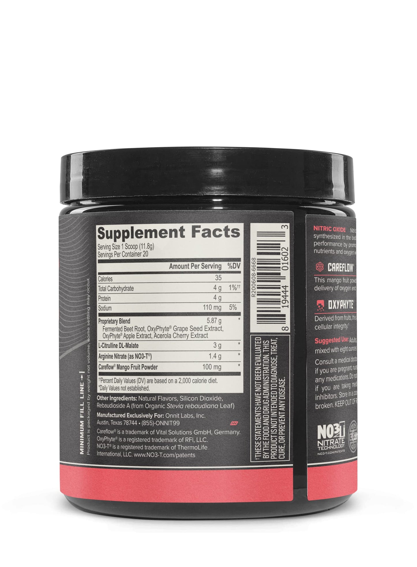 ONNIT Total Nitric Oxide - Caffeine Free Pre Workout Powder w/ Beet Root, L Arginine ONNITBuy Supplements Australia