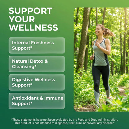 Clean Nutra Chlorophyll Capsules Supplement Internal Deodorant Peppermint, Sea Moss, Parsley, Chlorella, Spirulina, Slippery Elm, Ashwagandha, PhytoFresh Greens Detox Pills Clean NutraceuticalsBuy Supplements Australia