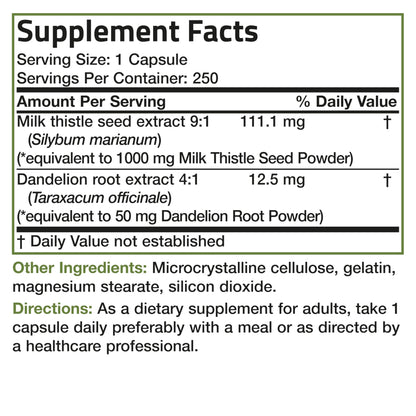 Bronson Milk Thistle Silymarin Marianum & Dandelion Root Liver Health Support BronsonBuy Supplements Australia