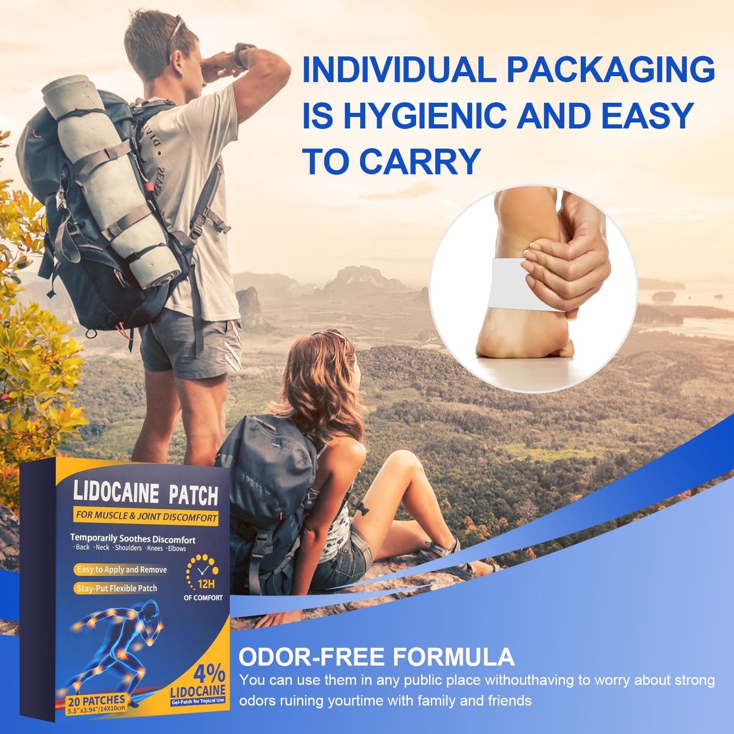 AROSLU Lidocaine Pain Relief Patches Maximum Strength Numbing Gel Patch for Back Knee Neck Shulder Joint Ache Muscle Soreness ICY Compress Topical 20-PCS AROSLUBuy Supplements Australia