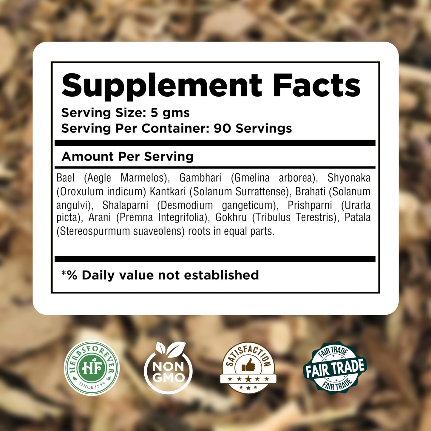 Herbsforever Dashmula Cut and Sifted (Coarse/Kawth) Herbs for Tea - Joint Comfort, Vata Calming, Female Postpartum Cycle & Wellness, Ten Authentic Ayurvedic Roots, Non GMO, Vegan 454g,1 lbs,Dashmool HerbsforeverBuy Supplements Australia