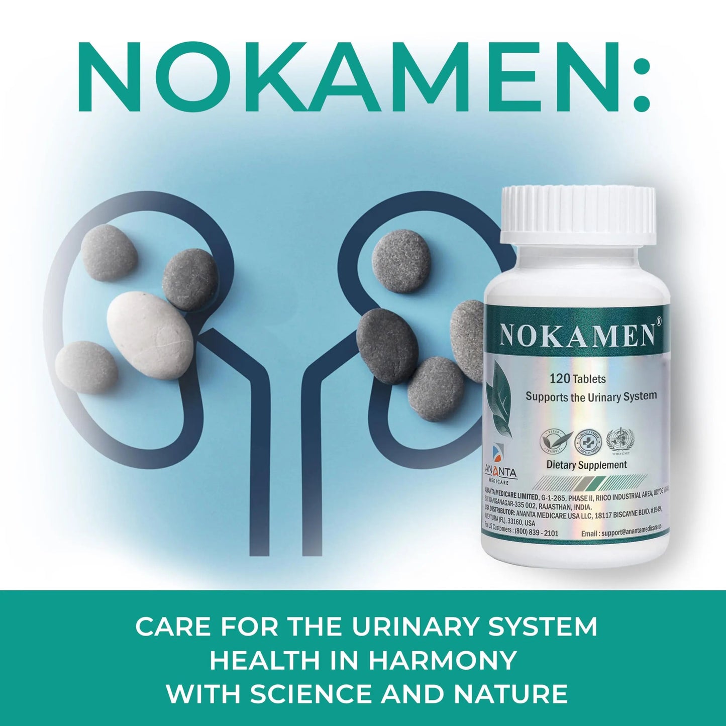 Ananta Medicare USA NOKAMEN – Kidney & Urinary Tract Support Herbal Formula, 120 Tabs Ananta Medicare USABuy Supplements Australia