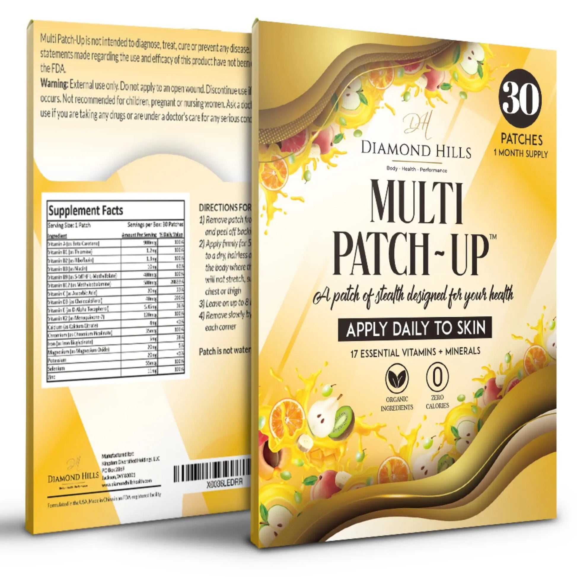 Diamond Hills Multi Patch-Up – 30ct Daily Patches – No Calories & Sugar Free Diamond Hills
