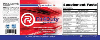 Fit4Duty Multivitamin+ for First Responders, One a Day Multivitamin Plus Other nutrients, 60 Servings, 2 Month Supply Optimized FRBuy Supplements Australia